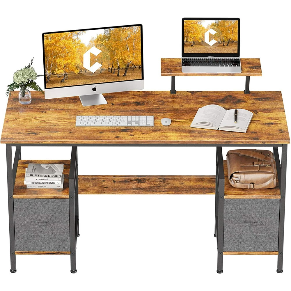 CubiCubi Computer Desk 55" Multipurpose Desk with Extra Storage Rack
