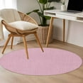 thumbnail image 5 of Pink 4ft Round Rug, Farmhouse Burlap Solid Pink Color Modern Linen Texture Non-Skid Rubber Backing Large Area Rugs - Living Room Bedroom Home Office, Indoor Floor Mat Carpets Washable Rug, 5 of 9