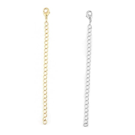 3 Silver Plated Chains - Wedding Jewelry Gold Silver Plated 3 Inch Chain Extender 2 Pcs