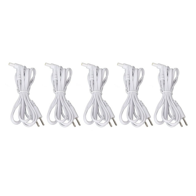 Cable Conductor De Electrodos, 5 Piezas Cables De Lámina De Cobre Conector Portátil De 2 Pines Fisioterapia Cable Conductor De Electrodos Blancos De 3,9 Pies Para Máquinas TENS