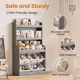 thumbnail image 4 of ICEELF 51" H 3-in-1 Kids Toy Storage Organizer with Bookshelf, 6 Removable Toy Bins & Stuffed Animal Storage, 5-Tier, Gray, 4 of 8