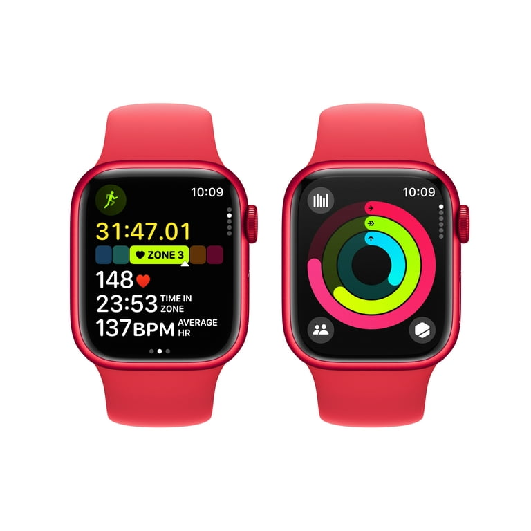GPS Sport with Watch - Cellular 41mm Series Apple M/L Case Red Band Aluminum + Red 9