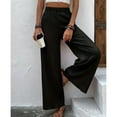 thumbnail image 2 of SWSMCLT Women's Casual Wide Leg Pants Flowy Elastic Light Casual Baggy Trendy Long Beach Pull On Ankle Palazzo Black Medium, 2 of 4