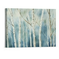 Creowell Birch Trees Canvas Wall Art - Abstract Birch Pictures for Wall Decor Modern Turquoise Canvas Painting Nature Printing Artwork for Living Room Bedroom Home Office Wall Decoration 20x16 inch