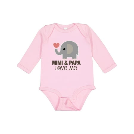 

Inktastic Mimi and Papa Love Me Elephant Gift Baby Boy or Baby Girl Long Sleeve Bodysuit