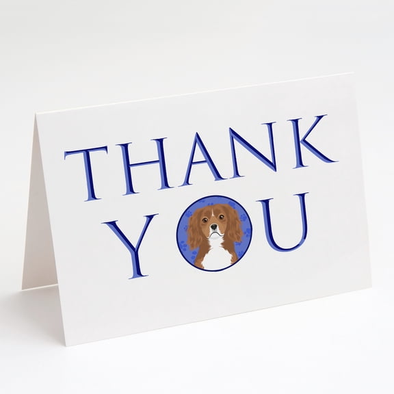 Cavalier King Charles Spaniel Ruby Thank You Greeting Cards and Envelopes Pack of 8 7 in x 5 in
