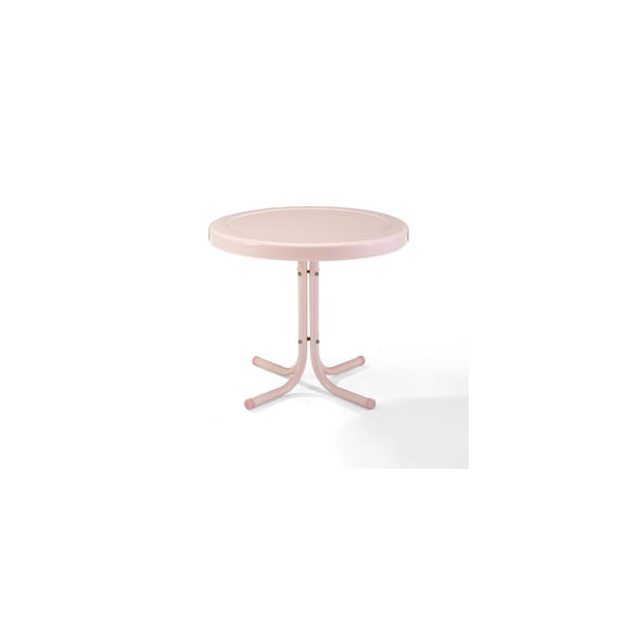 Outdoor Side Table Metal Patio Furniture Pink 22" Square Modern Steel