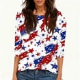thumbnail image 5 of Sewkxo Tshirt Women Fashion Patriotic 4th Of July 3/4 Length Sleeve Round Neck Pullovers Shirt Spring Summer Baggy Fit Casual Tees,White M, 5 of 5
