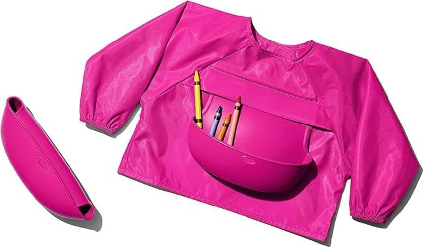 OXO Tot - Bavoir à manches roulées - Pour jouer ou les repas - Bébé et tout-petit à partir de 9 mois - Rose