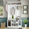 thumbnail image 2 of EUROCO 70.8" Entryway Hall Tree with Storage Bench and Coat Rack, 6 Hooks, 3 Shelves for Hallway Living Room Bedroom Home,White, 2 of 7