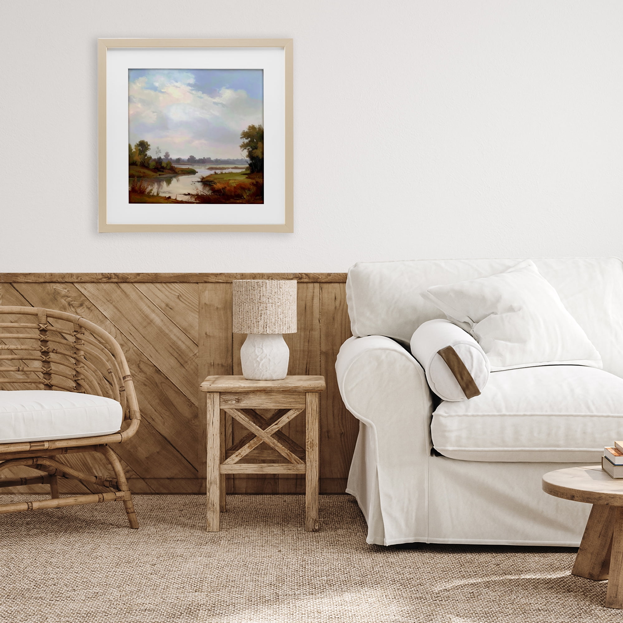 Stupell Industries Riverside Grove Landscape Birch Framed Print Under Glass, design by Alonza Saunders