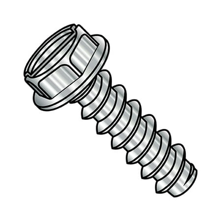 

1/4-14X1 1/4 Slotted Indented Hex Washer Self Tapping Screw Type B Fully Thread 18 8 Stainless (Pack Qty 1 000) BC-1420BSW188