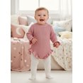 thumbnail image 4 of RUINIXCW Newborn Baby Girl Knit Sweater Romper Infant Baby Girl Fall Winter Clothes Basic Solid Color Ruffle Long Sleeve Bubble Bodysuit Pullover Top, 4 of 10
