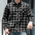 thumbnail image 6 of PUZTLOY Mens Button Down Shirts Long Sleeve Plaid Flannel Shirt Business Casual Work Dress Shirts with Pocket Grey Black, 6 of 8