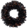 thumbnail image 3 of Northlight Pre-Lit Noble Spruce Artificial Halloween Wreath - 24" - Black - Orange Lights, 3 of 11