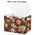 thumbnail image 2 of Orange and White Flowers Large Storage Bins with Linen Collapsible Lid Storage Box 16.7 x 12.6 x 11.8in, 2 of 7