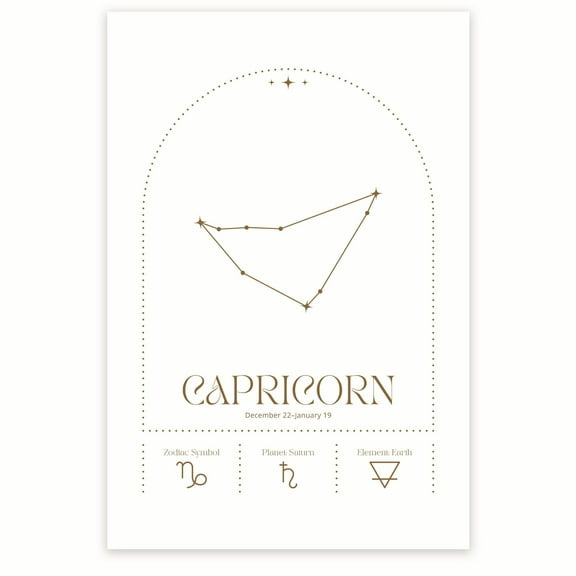 Bliss Monkey Co. Capricorn Zodiac Star Sign Poster - Astrology Astrological Sign Symbol for Capricorn Star Sign Poster- 12 x 18 Inch Poster - Unframed - Premium 100lb Gloss - Made In USA - BMCP0212