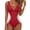 Red, variant on MOYIKO Womens One Piece Swimsuit Slimming Tummy Control Bathing Suit Color Block V Neck Shapewear