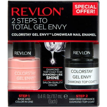Revlon ColorStay Gel Envy Longwear Nail Enamel, Card Shark + Top Coat .4 fl oz, 2 count