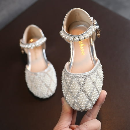 

〖Roliyen〗Girls Sandals Girls Sandals Crystal Baby Infant Bling Kids Shoes Princess Shoes Pearl Shoes Dancing Single Shoes