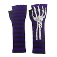 thumbnail image 1 of Gravity Threads Long 11" Knit Warm Skeleton Fingerless Gloves - Purple, 1 of 2