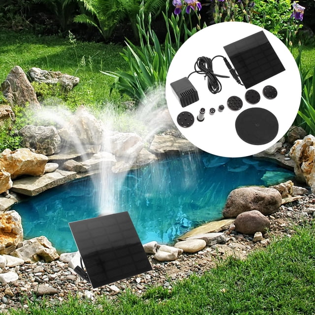 GOOHOCHY Solar Powered Fountain With Nozzles For Adjustable Water Flow Height For Garden Pond Fish Tank Hydroponic Systems