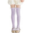 thumbnail image 2 of Eltusu Girls Knee-High Socks, Knitting Cotton Casual Stretchy Tight Dance Socks Purple Size 10T, 2 of 8