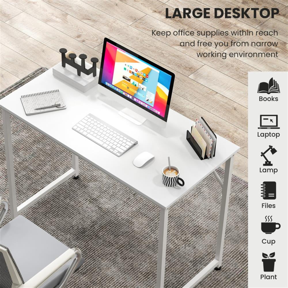 Demi Bonn L Shaped Computer Desk and Writing Workstation for Home and Office, White