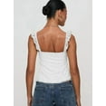thumbnail image 5 of Women Lace Babydoll Tank Top Cap Sleeve See Throught Y2k Summer Going Out Crop Tops White L, 5 of 6