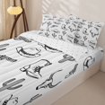 thumbnail image 3 of Homewish Sketch Cowboy Hot Boots Zipper Queen Comforter Set with Fitted Sheet and 2 Pillowcases,Desert Cactus Zipper Bedding Set,White,Reversible,4pcs, 3 of 8