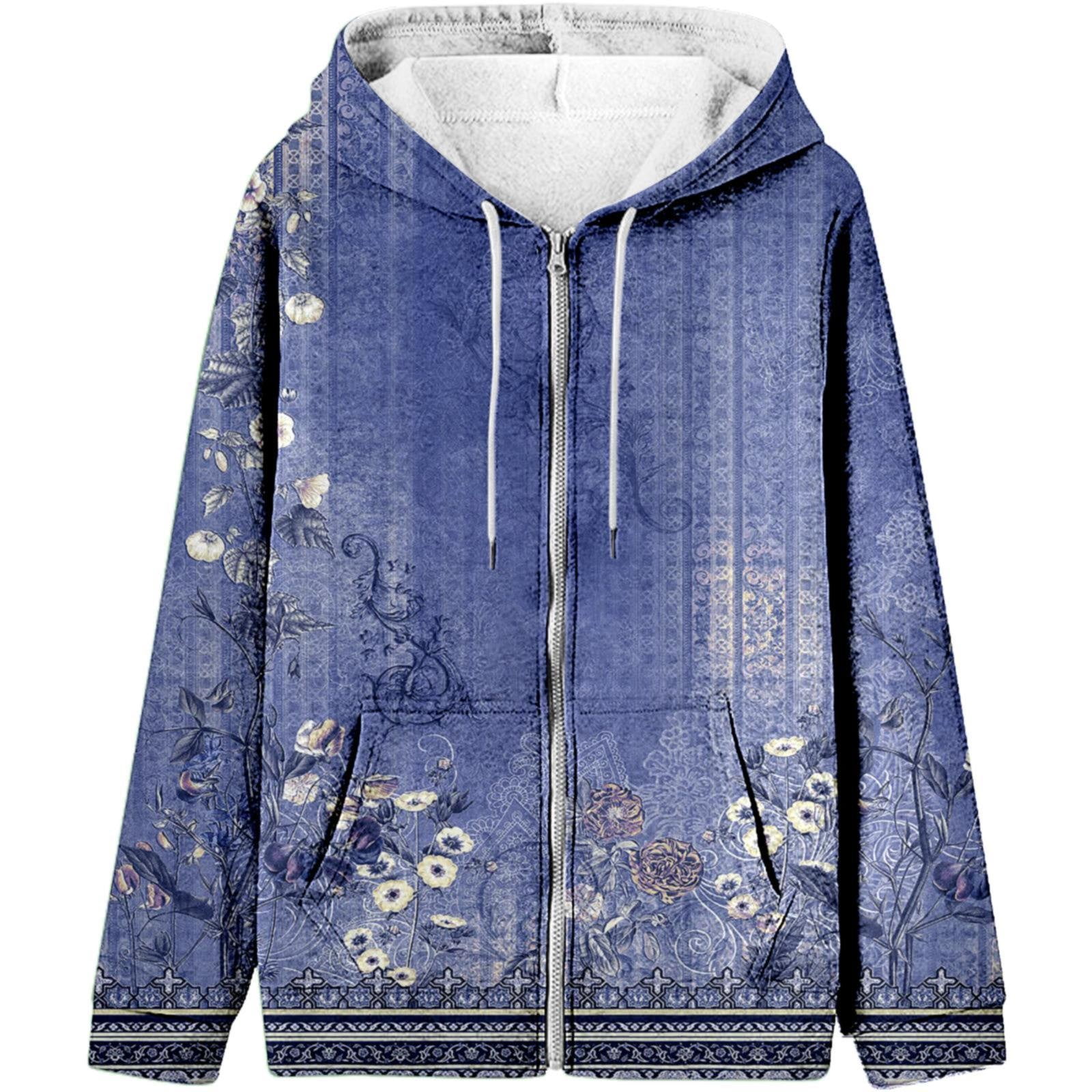 Winter Fall Hooded Sweatshirt Long Sleeve Zipper Sport Coat Loose Women's Ladies Hooded Sweatshirt