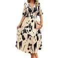 thumbnail image 3 of Womens Summer Dresses 2025 Casual Puff Short Sleeve V Neck Floral Boho Maxi Dress L, 3 of 9