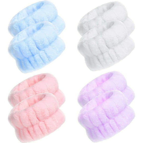 PEACNNG 4 Pairs Wrist Washband Microfiber Wrist Washing Towel Band Wristbands for Face Washing Absorbent Wrist Sweatband
