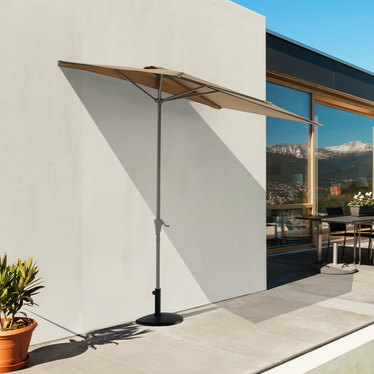 cobana patio umbrella rectangular COBANA 7.5’ by 4’ Half Rectangular Outdoor Patio Umbrella with Base  Included, Perfect for Balcony, Garden, Deck, Blue
