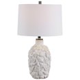 thumbnail image 1 of Benjara BM239397 Bellied Shape Ceramic Table Lamp with Starfish & Sea Shell Carving, White, 1 of 5