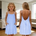thumbnail image 2 of Girls Sleeveless Pockets Dress With Crewneckline Lightweight Everyday Party Outfit Kids Clothes, 2 of 7
