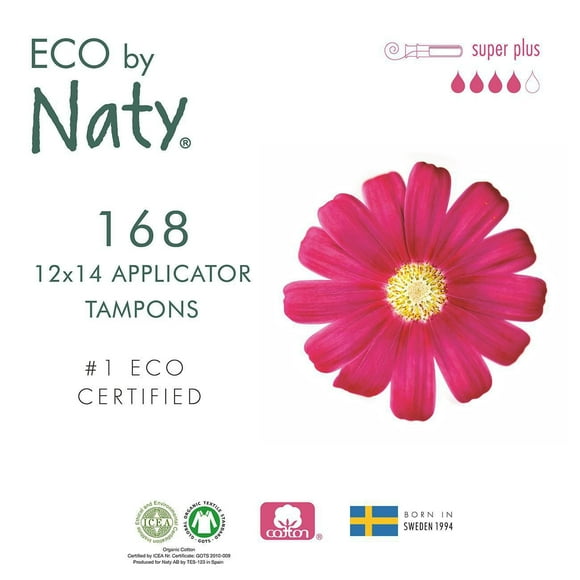 Eco by Naty Certified Organic Cotton Tampons with Cardboard Applicator, Super Plus