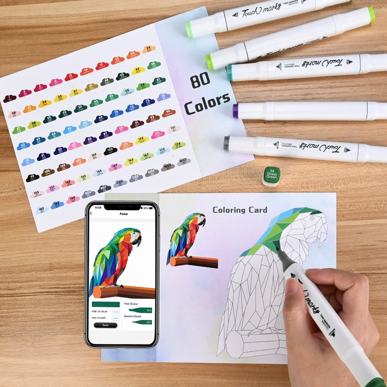 80 Colors Alcohol Markers, Free APP for Coloring, Art Markers
