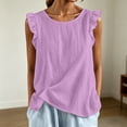 thumbnail image 2 of Bmisegm Womens Tank Tops Casual Comfortable Ruffle Sleeveless Round Neck Relaxed Fit Lightweight Breathable Basic Vest Summer Tops for Women Pink XXXL, 2 of 5