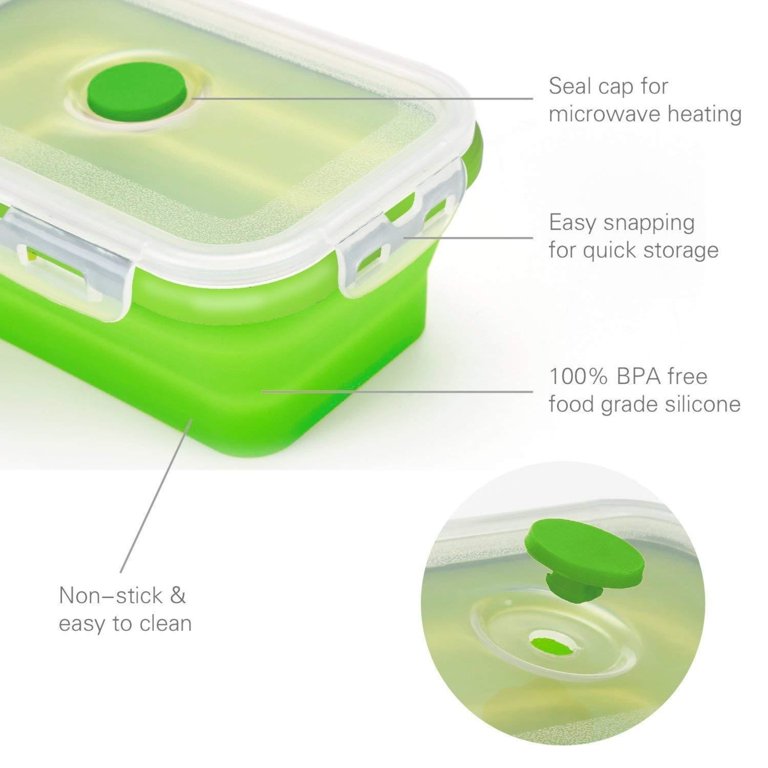 Silicone Lunch Box Collapsible Food Storage Container 750ML, 1