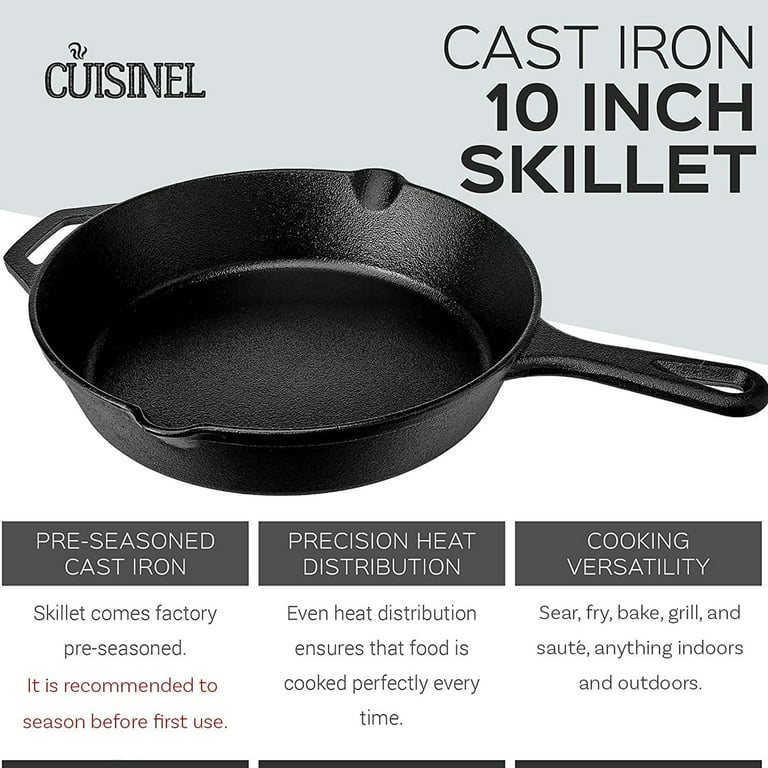 Pre-Seasoned Cast Iron Skillet 10-Inch w/ Glass Lid And Handle