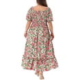 thumbnail image 4 of DARING DIVA Plus Size Short Sleeve Square Neck Maxi Floral Dress 2X Pink Green, 4 of 6