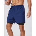 thumbnail image 4 of FEOYA Quick Dry Men's 2 in 1 Running Shorts Male Workout Gym Athletic Shorts Training Shorts Compression Liner Lightweight Outdoor Activewear with Phone Pocket S Blue, 4 of 7