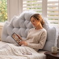 thumbnail image 6 of Yhmxh Twin Reading Bed Headboard Pillow for Colleage Dorm, 39.37"x21.65" Soft Lace Backrest Cushion, Long Backrest Positioning Support Cushion for Sleeping Reading Backrest Pillow, 6 of 6