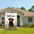 thumbnail image 2 of AMHNF Welcome Chocolate Labrador in Wildflowers Linen Garden Flag for Spring Summer Home Outdoor Garden Yard Door Decor 12x18 inch, 2 of 5