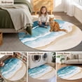 thumbnail image 6 of Beach Ocean Waves Round Living Room Rugs 3.3 ft, Blue Watercolor Painting Washable Area Rug with Non-Slip Sturdy Edge Binding Round Front Door Mat Floor Carpet for Entryway, 6 of 9