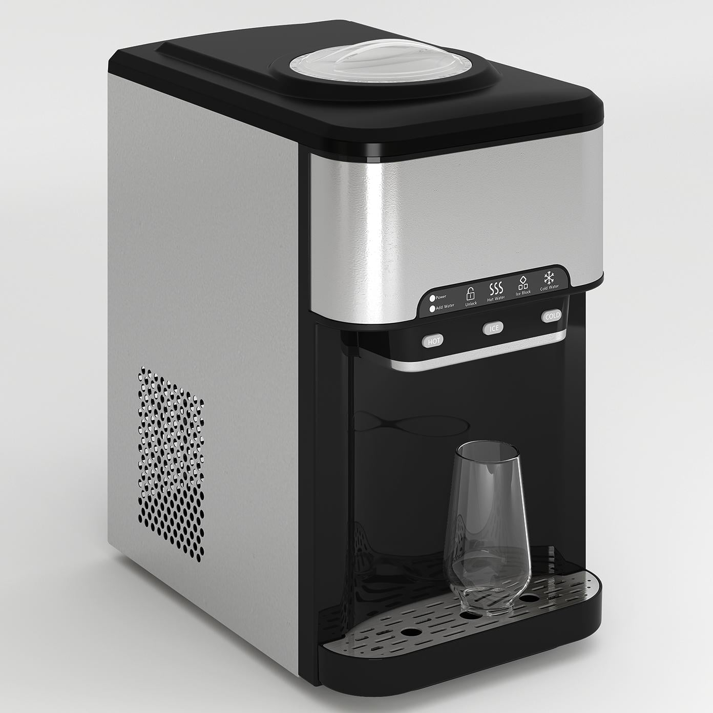 TABU 3 in 1 Water Dispenser with Ice Maker, 44 LBS/24H,Cold/Hot Temperature,Child Safety Lock,Black