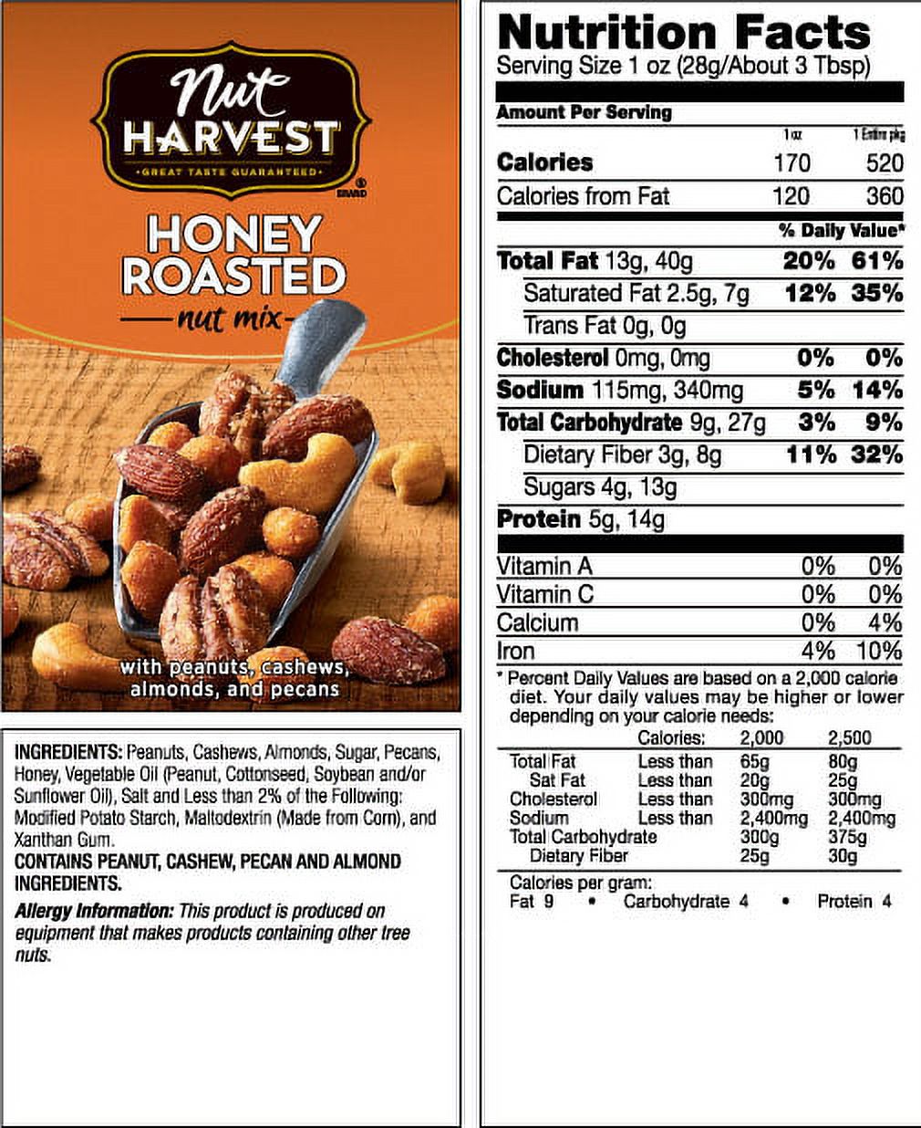 Nut Harvest? Honey Roasted Nut Mix 5.5 oz. Bag