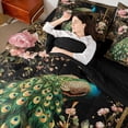 thumbnail image 4 of jejeloiu Wild Peacock 7-Piece Twin Bedding Sets,Zoo Animal Bedding Comforter Set,Gold Damask Flowers Sheet Sets For Men Women,Breathable Home Decor Reversible, 4 of 8