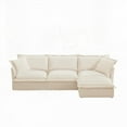 thumbnail image 4 of Modern Oversized L-Shaped Slipcovered Sectional Sofa in Cream (220×80×75cm) with Convertible Ottoman, 4 of 19